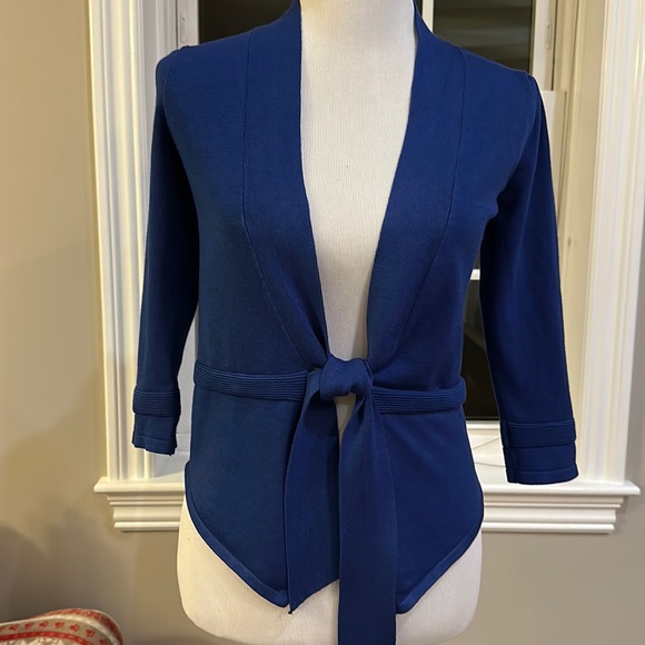 Line Eden Tie Front Cotton Cardigan- Blue Topaz